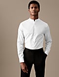 Slim Fit Cotton Stretch Grandad Collar Shirt