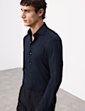 Tailored Fit Cotton Blend Pique Jersey Shirt