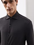 Tailored Fit Cotton Blend Pique Jersey Shirt