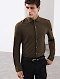 Tailored Fit Cotton Blend Pique Jersey Shirt