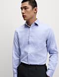 Camisa texturizada ajustada de planchado fácil 100 % algodón