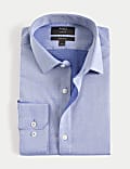Camisa texturizada ajustada de planchado fácil 100 % algodón