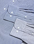2pk Regular Fit Easy Iron Cotton Blend Striped Shirts