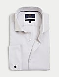 Regular Fit Pure Cotton Double Cuff Herringbone Shirt