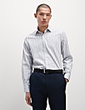 Gestreept overhemd van zuiver katoen met normale pasvorm