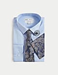 4pc Regular Fit Easy Iron Shirt and Tie Set