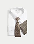 4pc Regular Fit Easy Iron Shirt and Tie Set