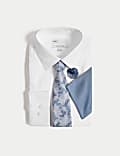 4pc Slim Fit Easy Iron Shirt and Tie Set