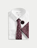 4pc Slim Fit Easy Iron Shirt and Tie Set
