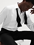 Robe chemise coupe slim en coton de qualité supérieure à poignets mousquetaires