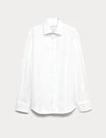 Regular Fit 2 Inch Shorter Pure Cotton Textured Luxury Shirt