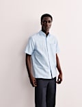 Regular Fit Luxury Linen Cotton Blend Short Sleeve Shirt