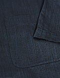 Chemise à manches courtes coupe standard en mélange de coton et lin de luxe