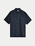 Chemise à manches courtes coupe standard en mélange de coton et lin de luxe
