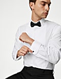 Tailored Fit Double Cuff Dress Shirt with Bow Tie