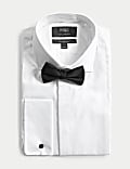 Tailored Fit Double Cuff Dress Shirt with Bow Tie