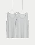 2pk Supima® Cotton Drop Needle Sleeveless Vest Box