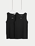 2pk Supima® Cotton Drop Needle Sleeveless Vest Box