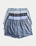 5pk Pure Cotton Sateen Striped Woven Boxers