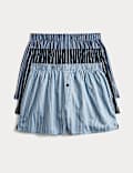 3pk Pure Cotton StayNew™ Striped Woven Boxers