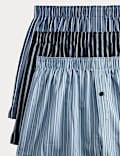 3pk Pure Cotton StayNew™ Striped Woven Boxers