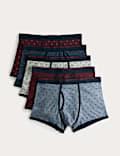 5pk Cotton Stretch Cool & Fresh™ Stag Print Trunks