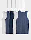 5pk Pure Cotton Sleeveless Vests
