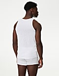 3pk Pure Cotton Classic Sleeveless Mesh Vests