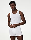 3pk Pure Cotton Classic Sleeveless Mesh Vests