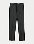 Tailored Fit Wool Blend Check Suit Trousers