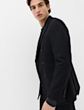 Regular Fit Wool Rich Tweed Double Breasted Jacket