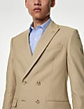 Slim Fit Double Breasted Jacket with Stretch