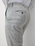 Tailored Fit Check Stretch Suit Trousers