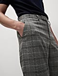 Geruite pantalon met stretch en normale pasvorm