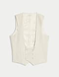 Tailored Fit Double Breasted  Waistcoat with Linen