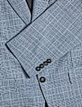 Regular Fit Linen Look Check Suit Jacket