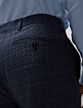 Regular Fit Stretch Checked Suit Trousers