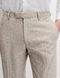 Tailored Fit Cotton Linen Striped Suit Trousers