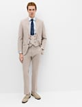 Slim Fit Linen Blend Stretch Waistcoat