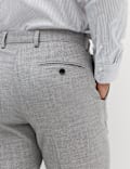 Regular Fit Textured Stretch Suit Trousers