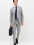 Regular Fit Textured Stretch Suit Trousers