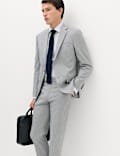 Regular Fit Textured Stretch Suit Trousers