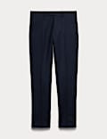 Slim Fit Pure Wool Checked Suit Trousers