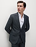 Regular Fit Wool Linen Blend Pinstripe Suit Jacket