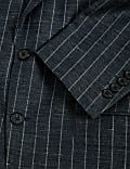 Regular Fit Wool Linen Blend Pinstripe Suit Jacket