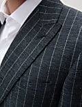 Regular Fit Wool Linen Blend Pinstripe Suit Jacket