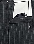 Pantalones de traje de corte estándar en lana y mezcla de lino con raya diplomática