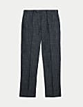 Pantalones de traje de corte estándar en lana y mezcla de lino con raya diplomática