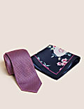 2pk Floral Tie & Handkerchief Set