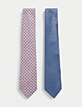 2pk Slim Textured Tie Set